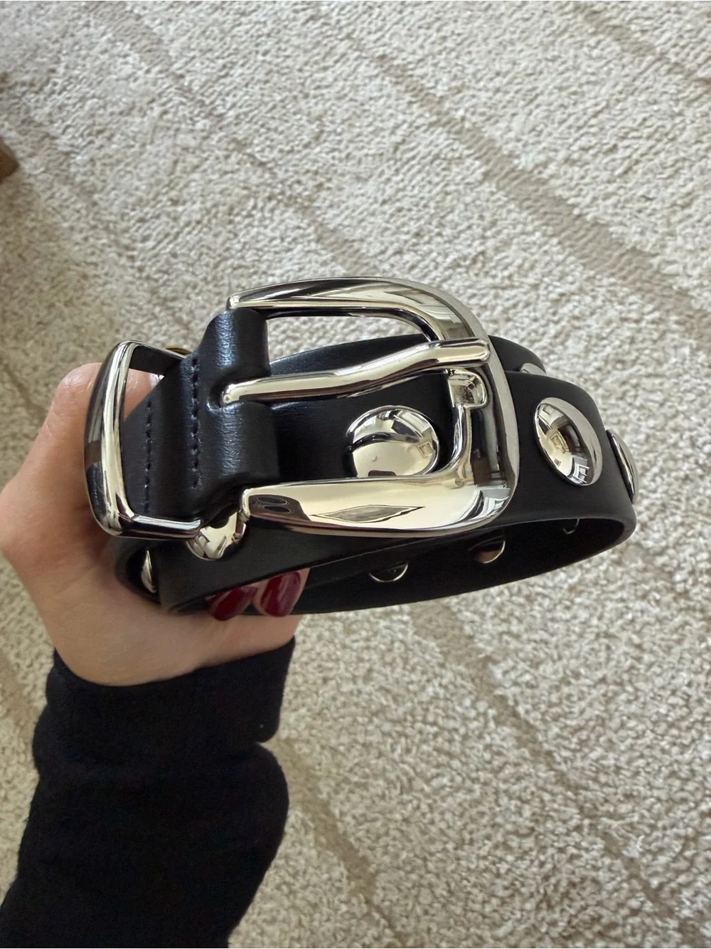 Madewell Black and silver belt with studs